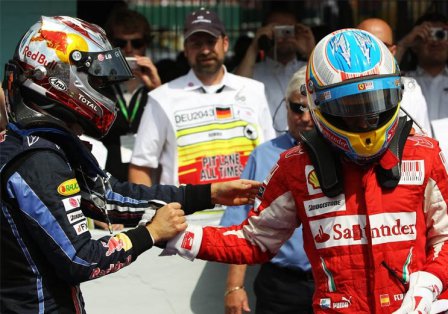 Фернандо Алонсо и Себастьян Феттель на Гран При Германии 2010